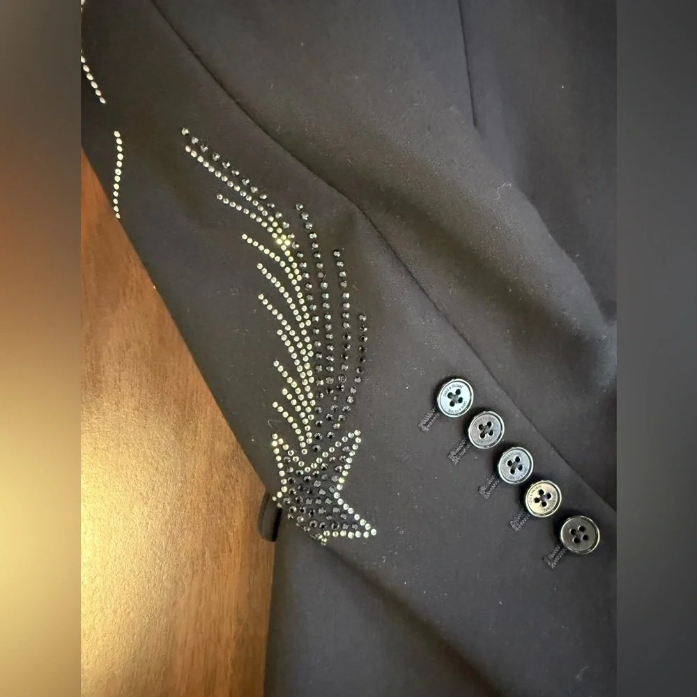 Zadig & Voltaire Black Blazer with Rhinestone Star Embellishments - Picture 4 of 5